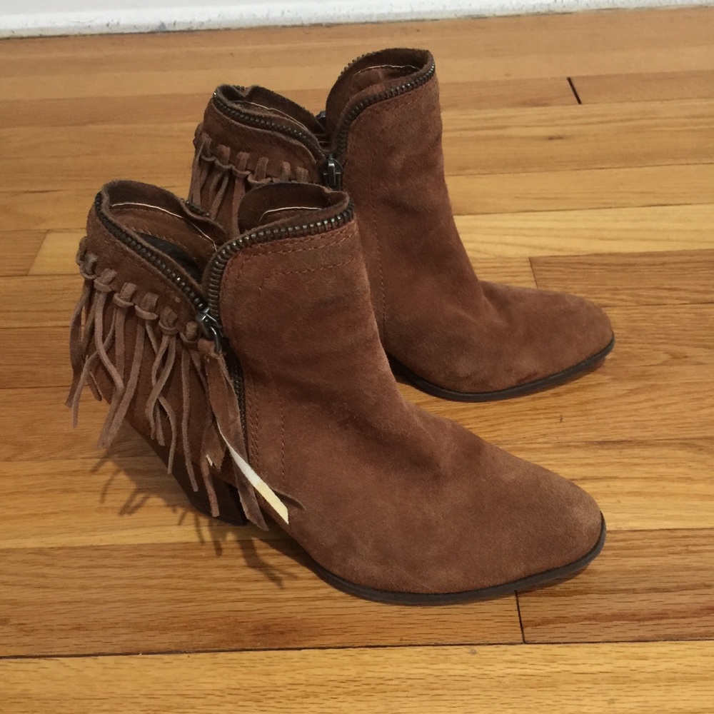 DV by Dolce Vita Fringe Heel Ankle Boots 6.5